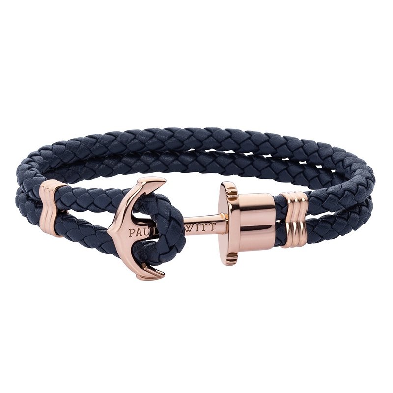 Paul Hewitt Anchor Bracelet PHREP Rose Gold PH-PH-L-R-N - 手链/手环 - 真皮 蓝色