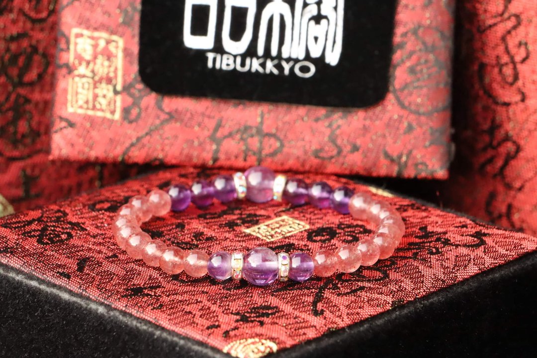 原矿天然草莓晶石手珠 6mm 定制化串珠设计 手链 视频 玉石 矿石 - 手链/手环 - 玉石 