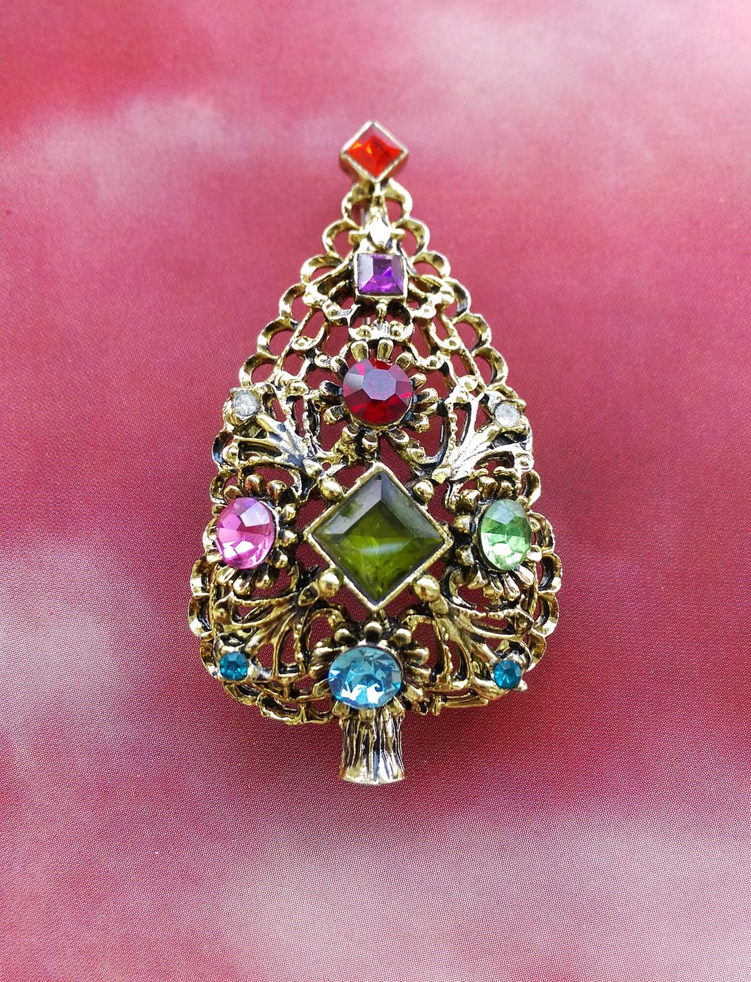 Vintage Jewelry 西洋古董饰品 DODD 圣诞树 篓空 别针 - 徽章/别针 - 其他金属 金色