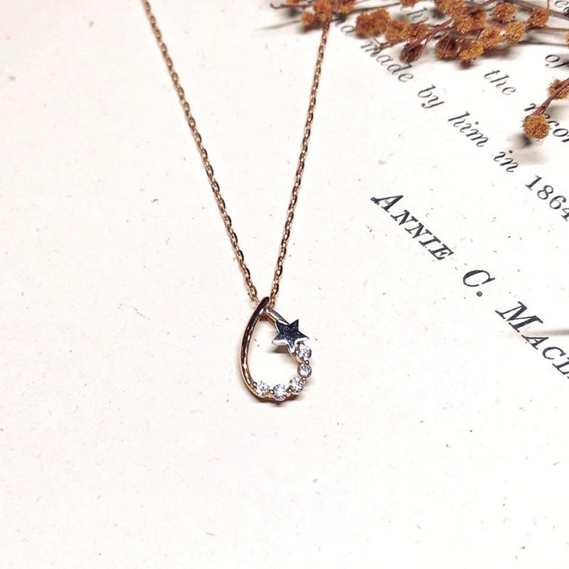 【Moriarty Jewelry】- 水滴星星 - 14K  玫瑰金 小钻项链 - 项链 - 玫瑰金 