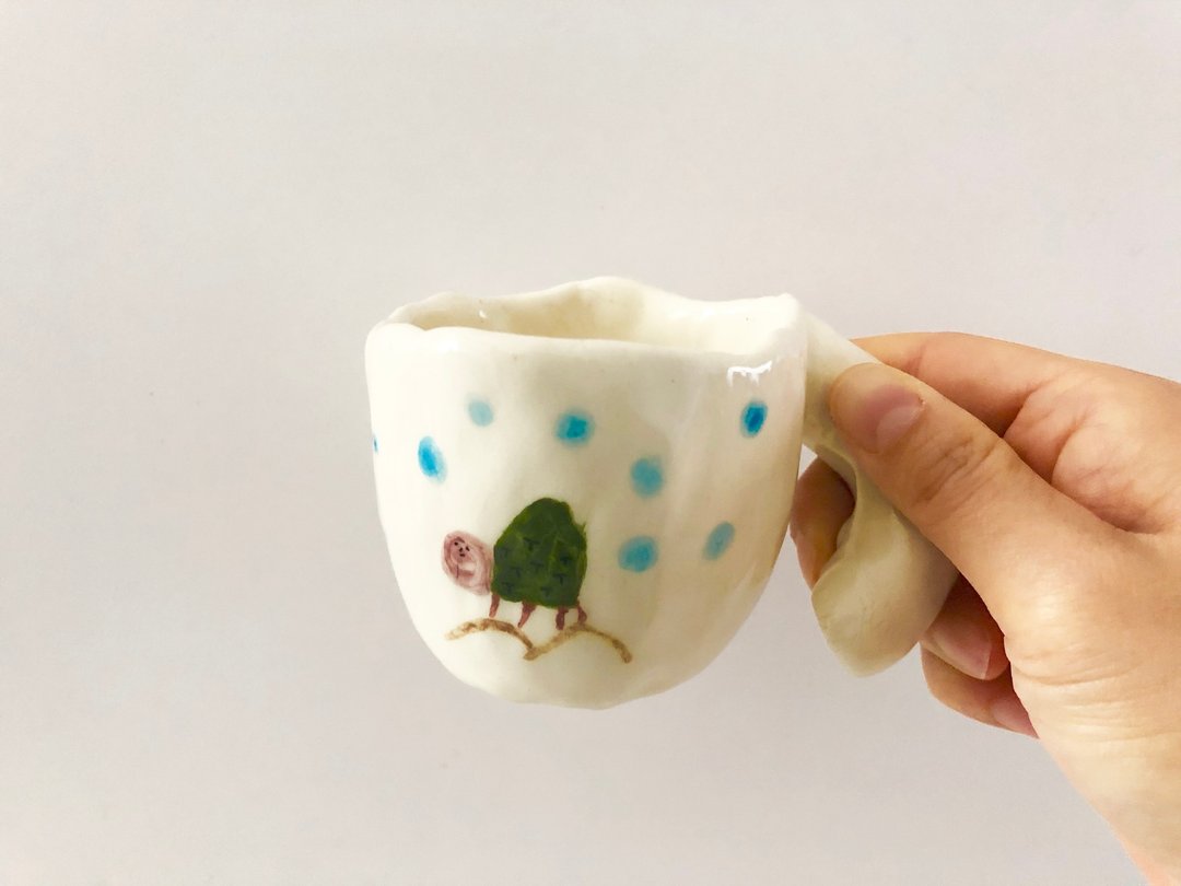 乌龟爬山—手捏陶 茶杯 插画 - 咖啡杯/马克杯 - 陶 白色