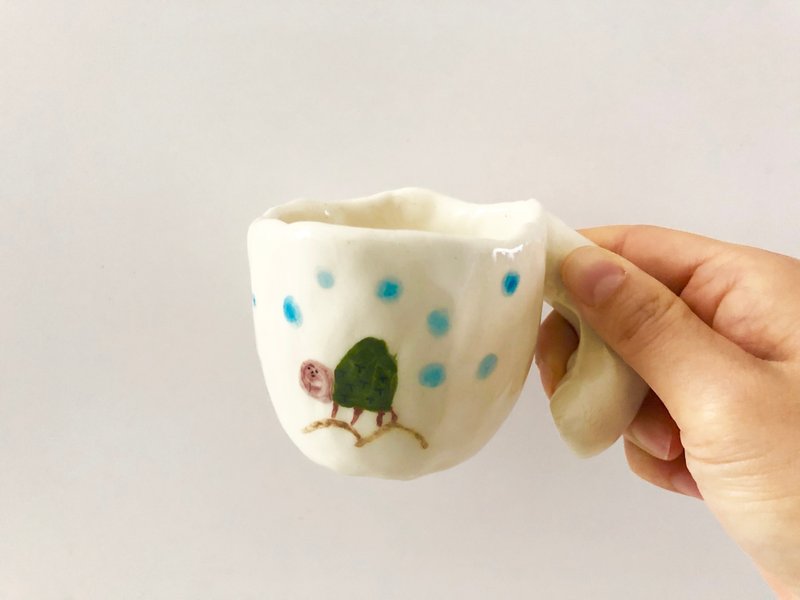 乌龟爬山—手捏陶 茶杯 插画 - 咖啡杯/马克杯 - 陶 白色