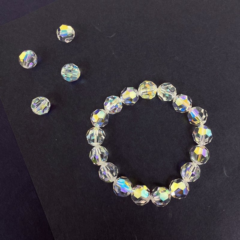Edith & Jaz • Swarovski水晶圆珠手串10mm(极光白) - 手链/手环 - 玻璃 白色