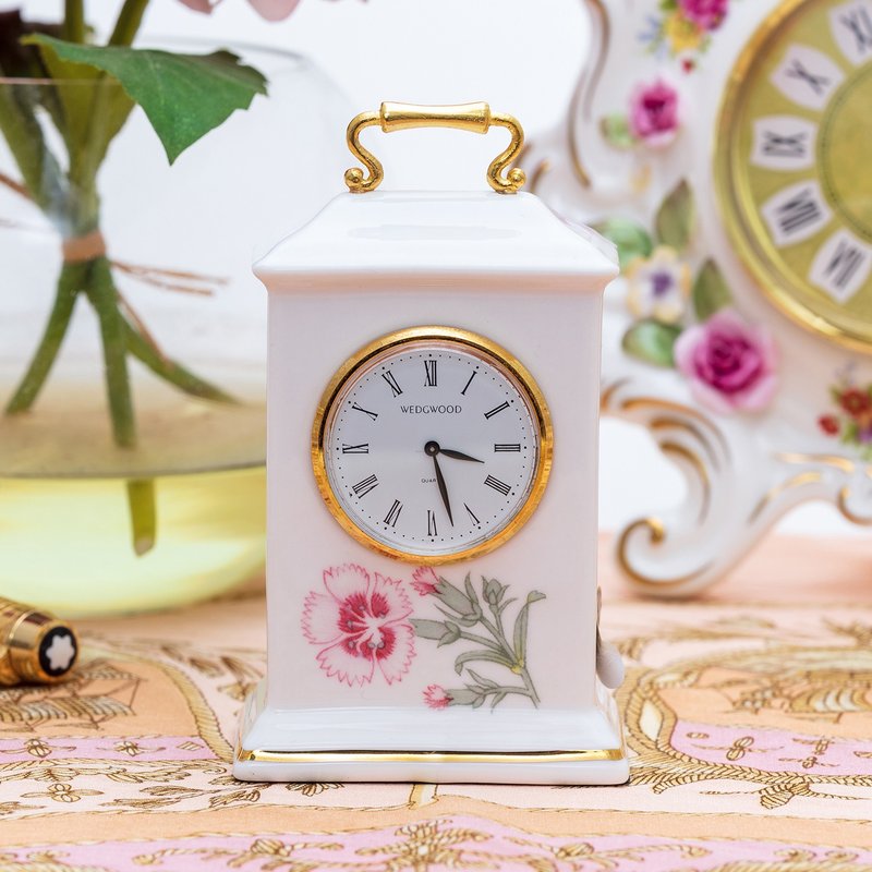 英国制Aynsley Tudor都铎花卉细致骨瓷欧式桌钟书房小时钟 陶瓷钟 - 时钟/闹钟 - 瓷 