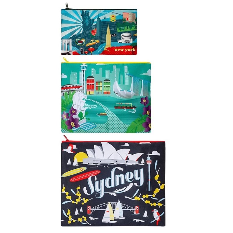 LOQI 三入组收纳袋／城市纽约 ZPURNY - 化妆包/杂物包 - 塑料 蓝色