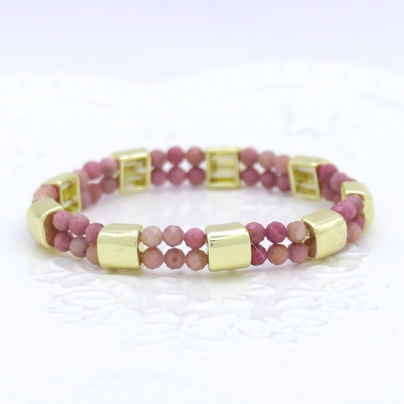 闪亮切角珠 金属光面手镯 银色/玫瑰金/金色 #2 九款晶石 - 手链/手环 - 半宝石 