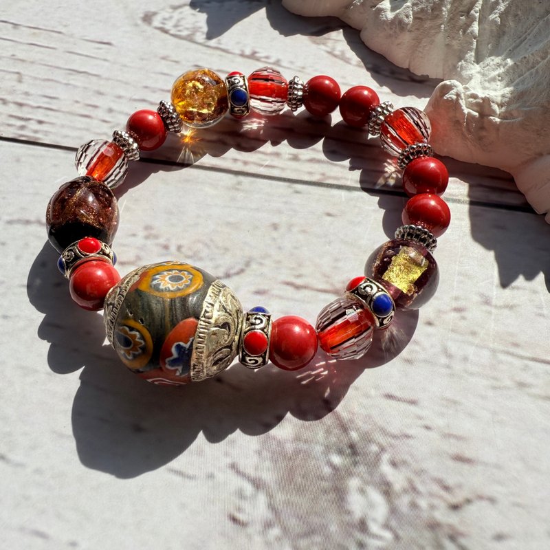 尼泊尔老珠手串 - 手链/手环 - 玻璃 红色