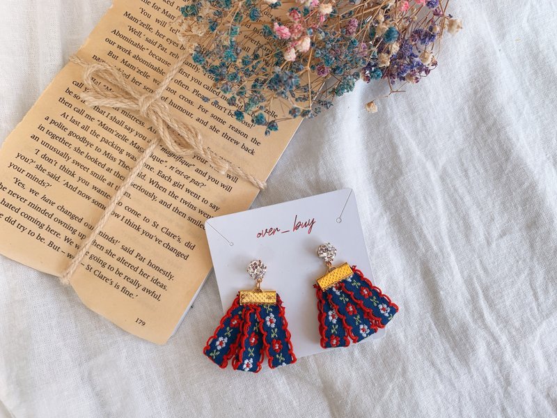 霸气 | 缎带耳环 耳夹 - 耳环/耳夹 - 其他人造纤维 红色