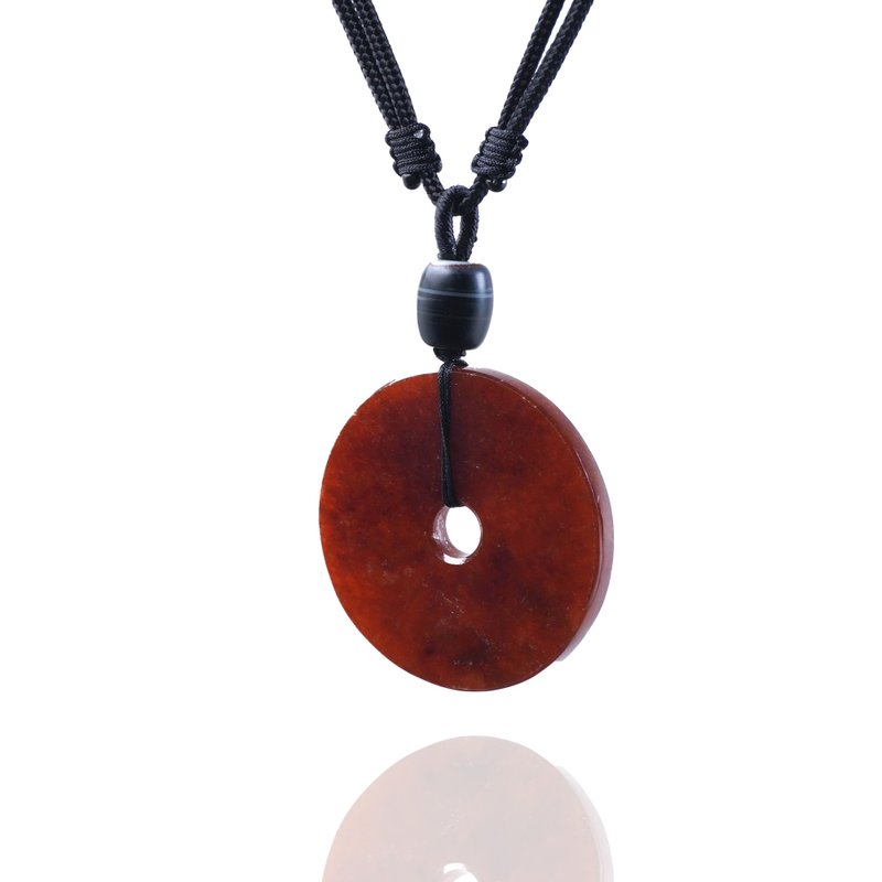 【愿·平安】冰红翡翡翠平安扣项链 | 天然缅甸玉翡翠A货 | 送礼 - 项链 - 玉石 红色