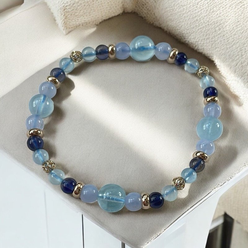 带来平静和放松 帮助人们从困境中解脱/海蓝宝 高品堇青 - 手链/手环 - 水晶 