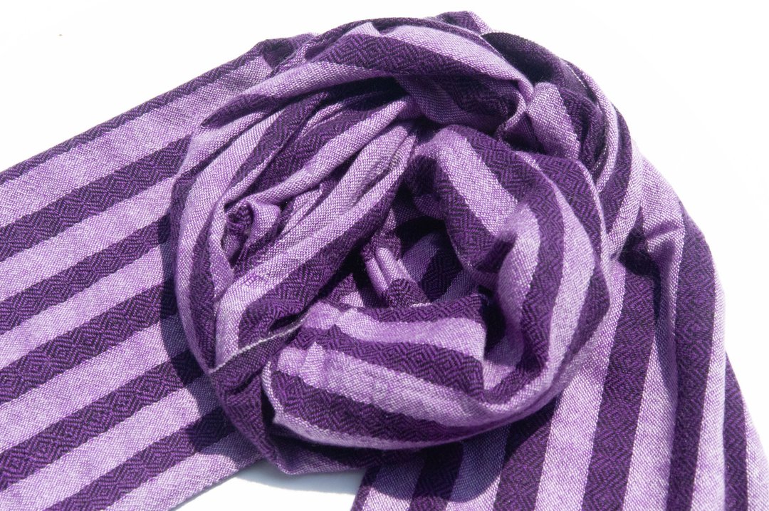 喀什米尔Cashmere 针织围巾 纯羊毛围巾 手织围巾 编织围巾-紫色 - 围巾/披肩 - 羊毛 紫色