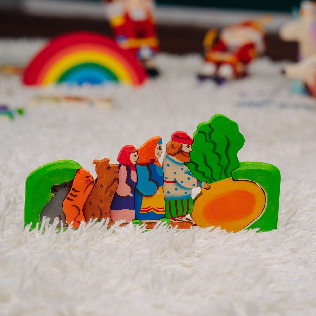 Wooden Puzzles Turnip for baby Natural wood toy Learning kids Pretend game - 玩具/玩偶 - 木头 多色