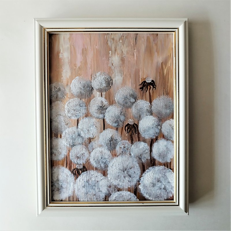 Acrylic Painting of Elegant Dandelions – Floral Artwork to Brighten Your Home - 墙贴/壁贴 - 压克力 多色