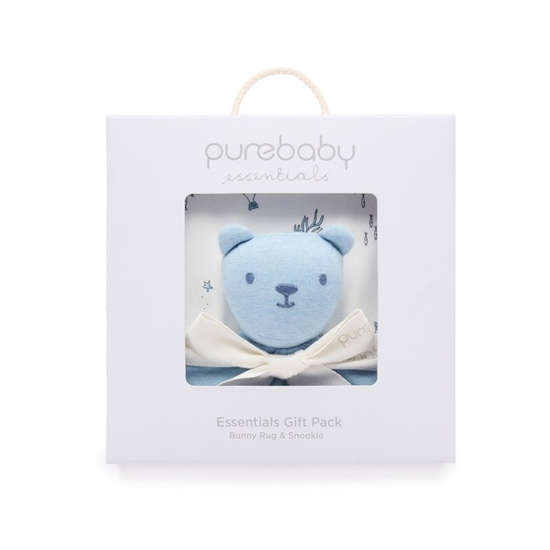 澳洲Purebaby有机棉婴儿棉毯安抚巾礼盒/新生儿礼盒 粉蓝 - 满月礼盒 - 棉．麻 
