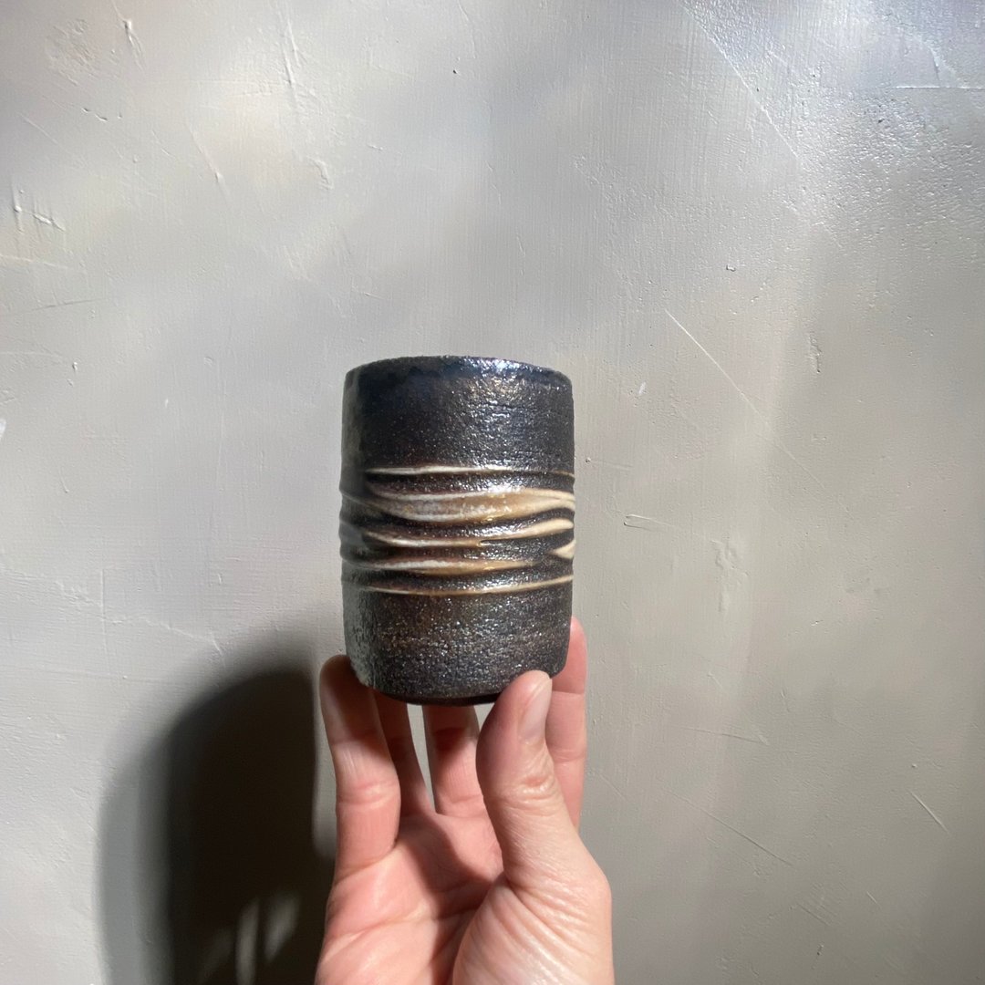 柴烧陶/ 水杯 主人杯 志野釉纹 日系生活 /辩黑 呼吸的陶杯 - 茶具/茶杯 - 陶 灰色