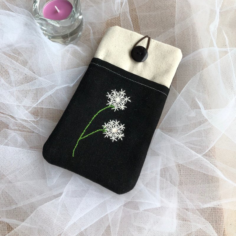 定制化电话包 手机袋 手机保护布套 - 蒲公英 (P-280) - 手机壳/手机套 - 棉．麻 黑色