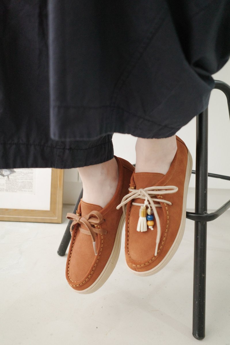 防水皮革! 溜溜秋秋厚底袋鼠鞋 双鞋带 咖 MIT 全真皮-胡桃棕 - 女款休闲鞋 - 真皮 咖啡色