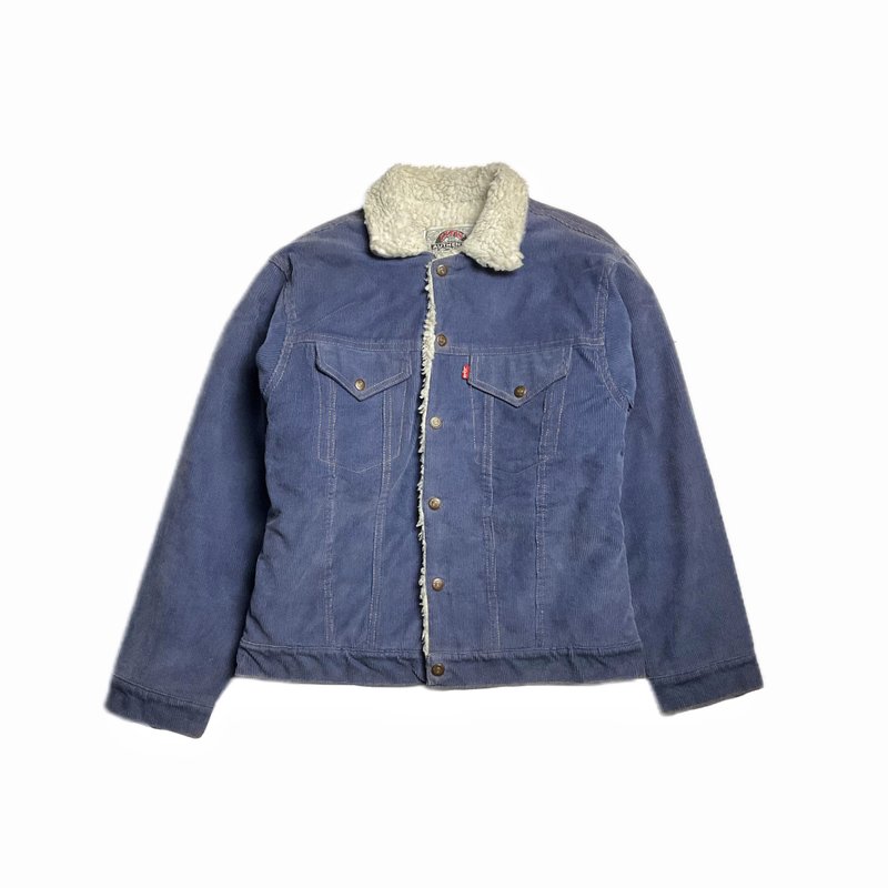 古着80s Levis 浅蓝灯芯绒雪巴外套 - 男装外套 - 棉．麻 蓝色