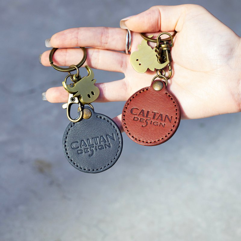 【24hr快速出货】真皮订制圆形钥匙圈 两色-912501 - 钥匙链/钥匙包 - 真皮 咖啡色