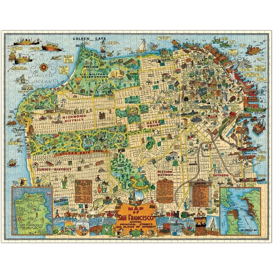 Cavallini & Co.  圆罐1000片拼图_旧金山地图 - 拼图 - 纸 多色