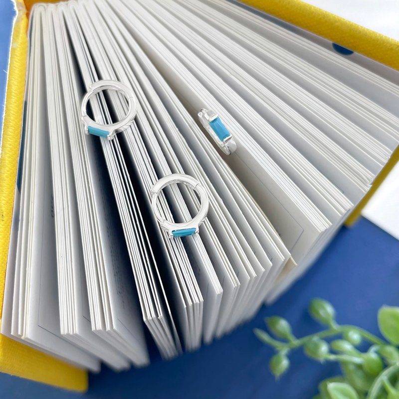 :方圆之间: 纯银耳环 \ 可维修店家 - 耳环/耳夹 - 纯银 蓝色