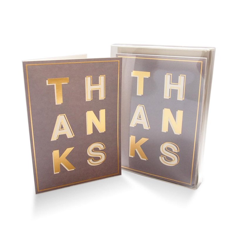 盒卡-灰底英文烫金字 10入【Hallmark-卡片 无限感谢】 - 卡片/明信片 - 纸 多色