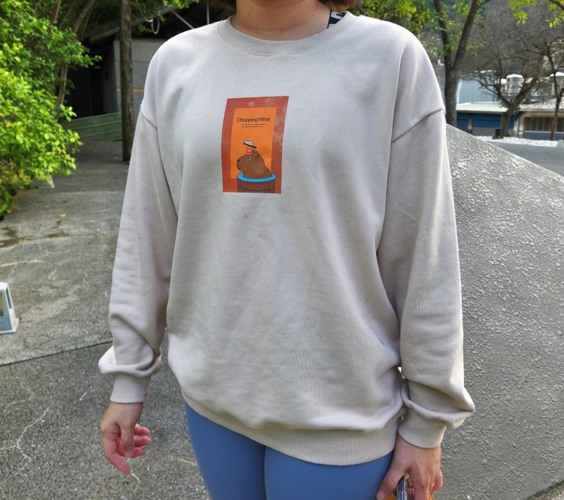 【水豚君阿吉】宽版大学T/卫衣-都市休闲-露营文青 - 中性连帽卫衣/T 恤 - 棉．麻 多色