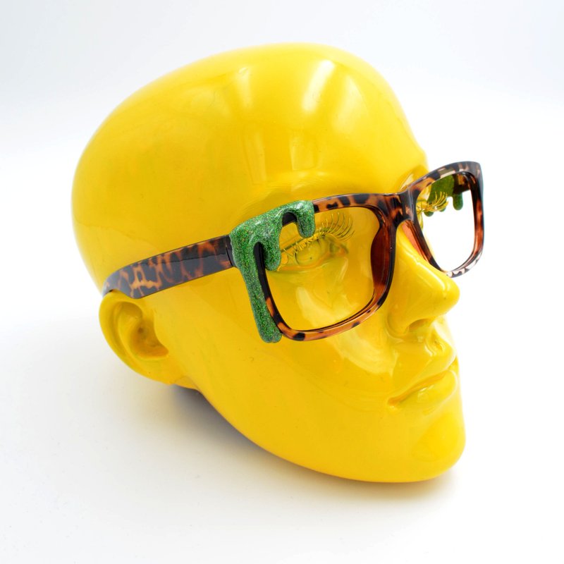 绿色闪粉溶雪糕 豹纹色眼镜框 - 眼镜/眼镜框 - 塑料 黑色