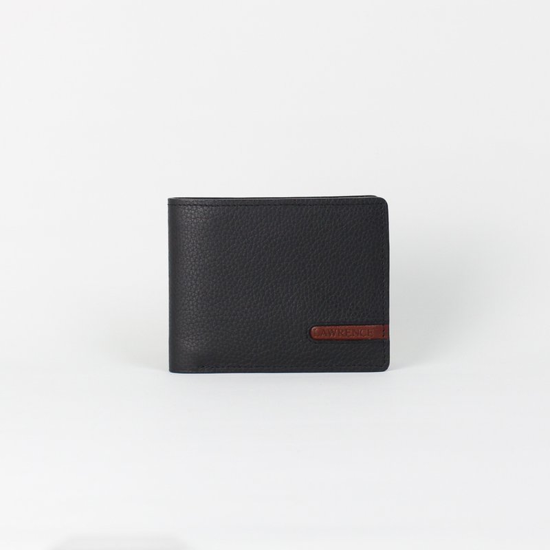 黑色荔枝压纹牛皮短夹 - 简约款 定制英文姓名 生日情人节礼物 - 皮夹/钱包 - 真皮 黑色