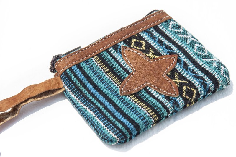 手工牛皮零钱包/手绘风格皮革钱包/皮革小包/皮包-摩洛哥色彩条纹 - 零钱包 - 真皮 多色