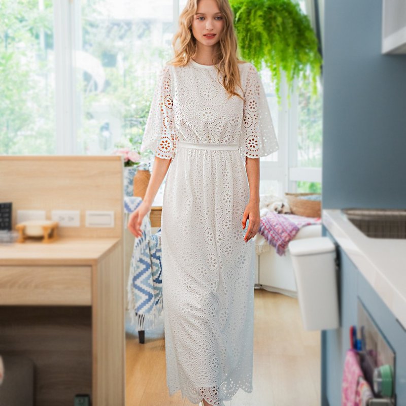 轻婚纱推荐Queen昆娜长洋装,轻婚纱,连衣裙,蕾丝洋装,礼服 - 晚装/礼服 - 其他材质 白色