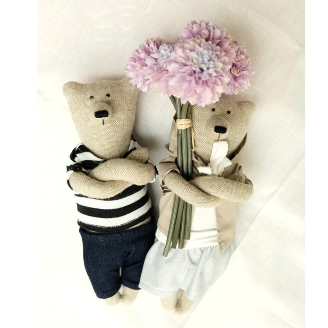 PK bears I小厨师&体贴对熊 23cm(附赠花束及立架) - 玩偶/公仔 - 聚酯纤维 蓝色