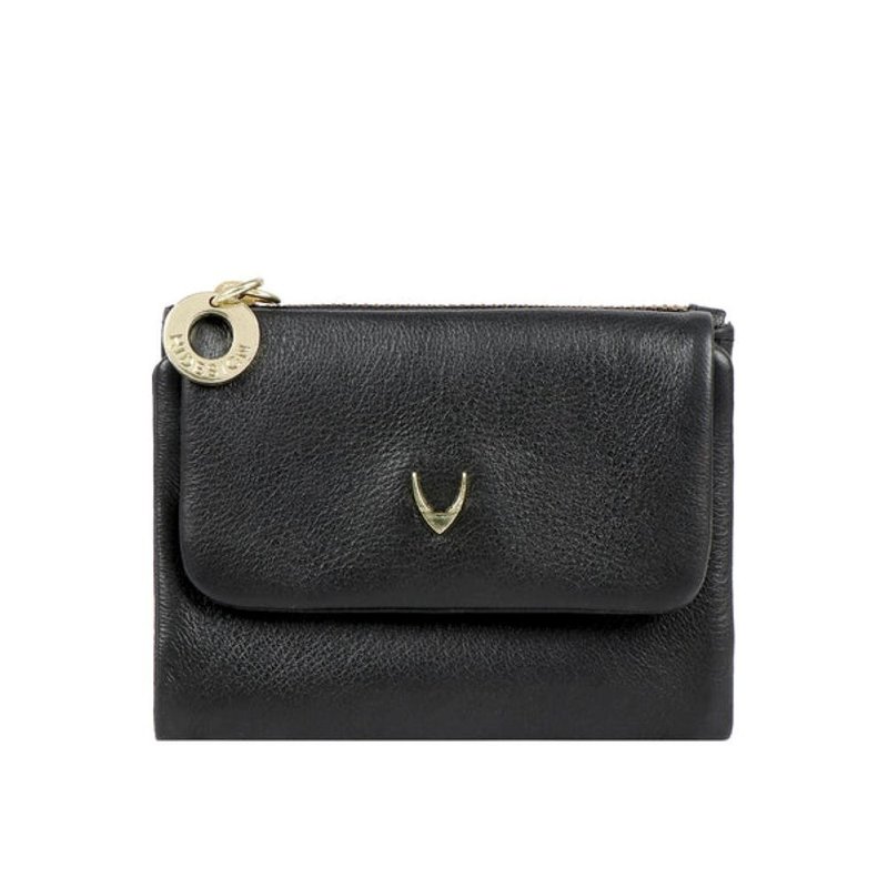 HIDESIGN 黑色鹿皮三折短夹 RENNES - 皮夹/钱包 - 真皮 黑色