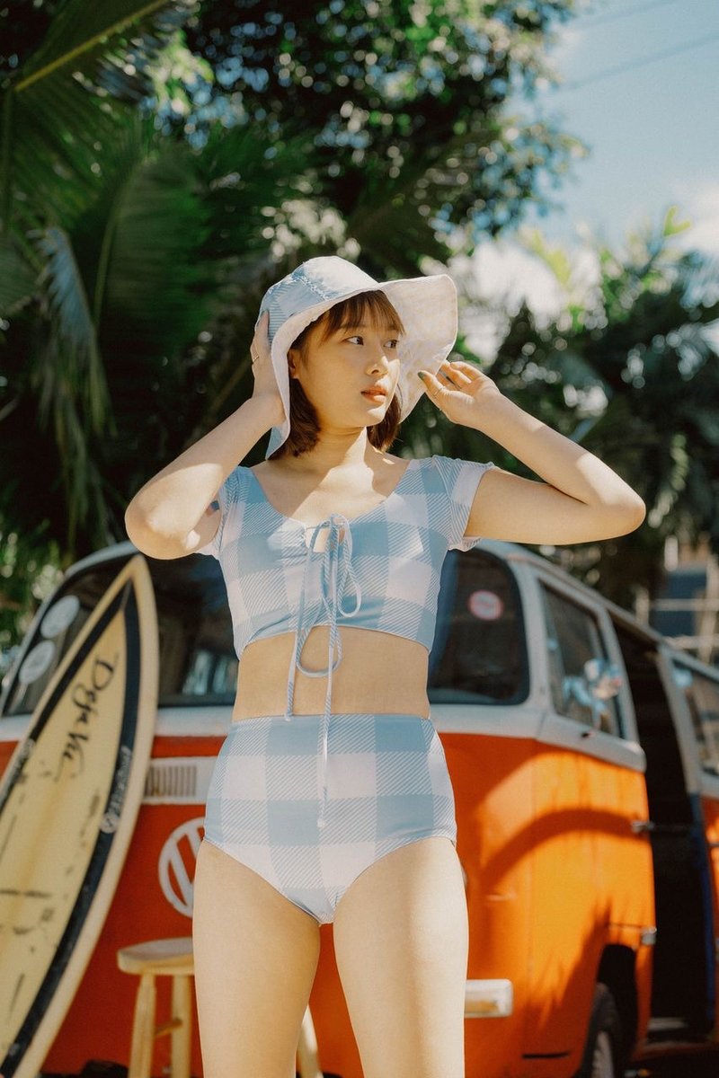 Tiny B : Gingham Baby Blue (2Piece Swimwear) - 女装泳衣/比基尼 - 其他材质 蓝色