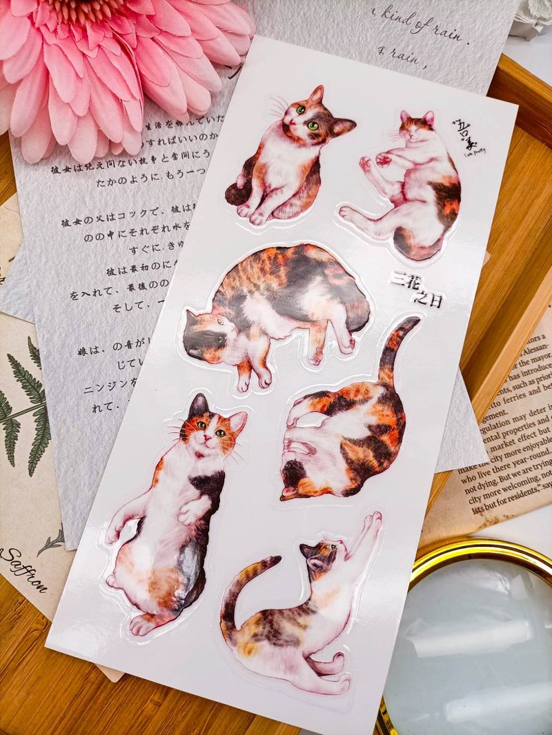 5K059_五口美 _三花之日 _ Calico Cat C/轉印貼紙 - 贴纸 - 其他材质 多色