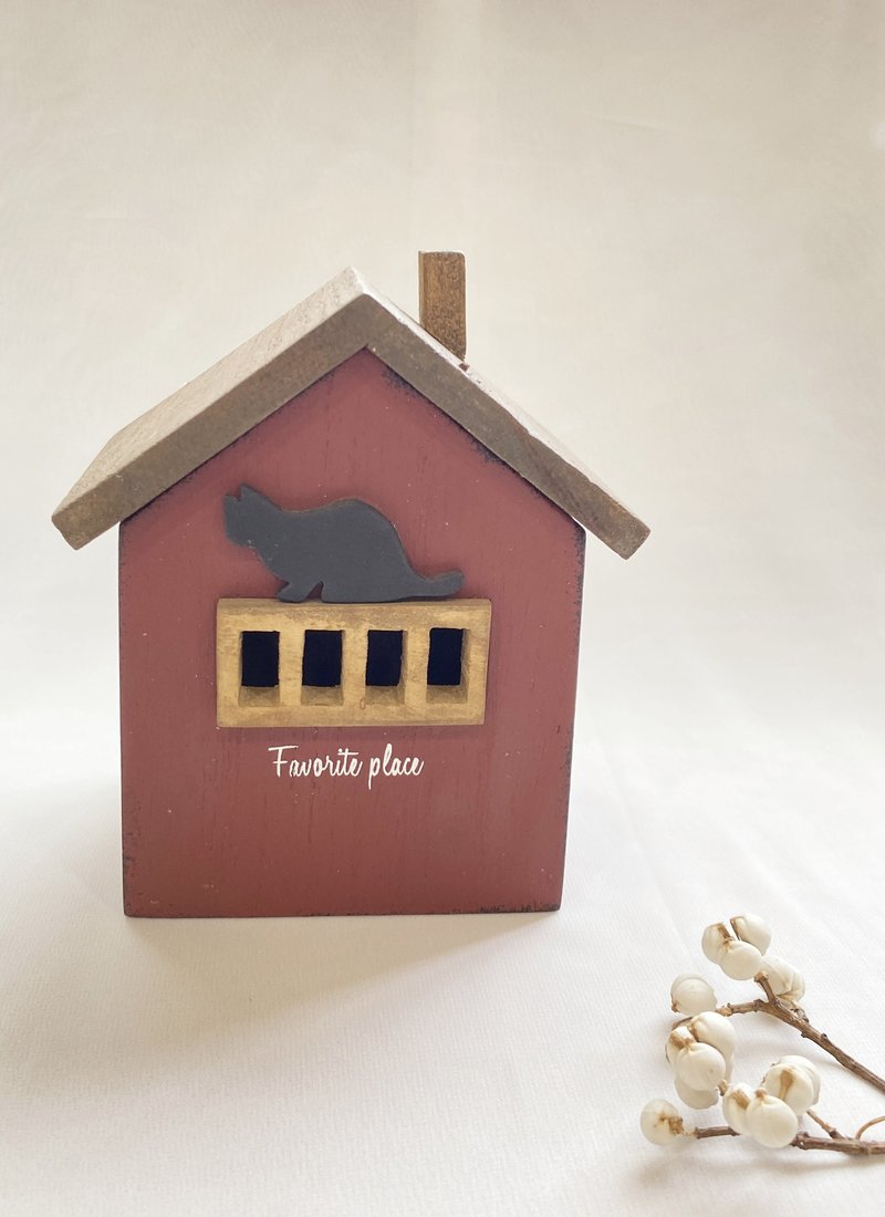 【好日恋物】日本vintage古典简约乡村仿旧设计红色木屋储物盒 - 摆饰 - 木头 多色