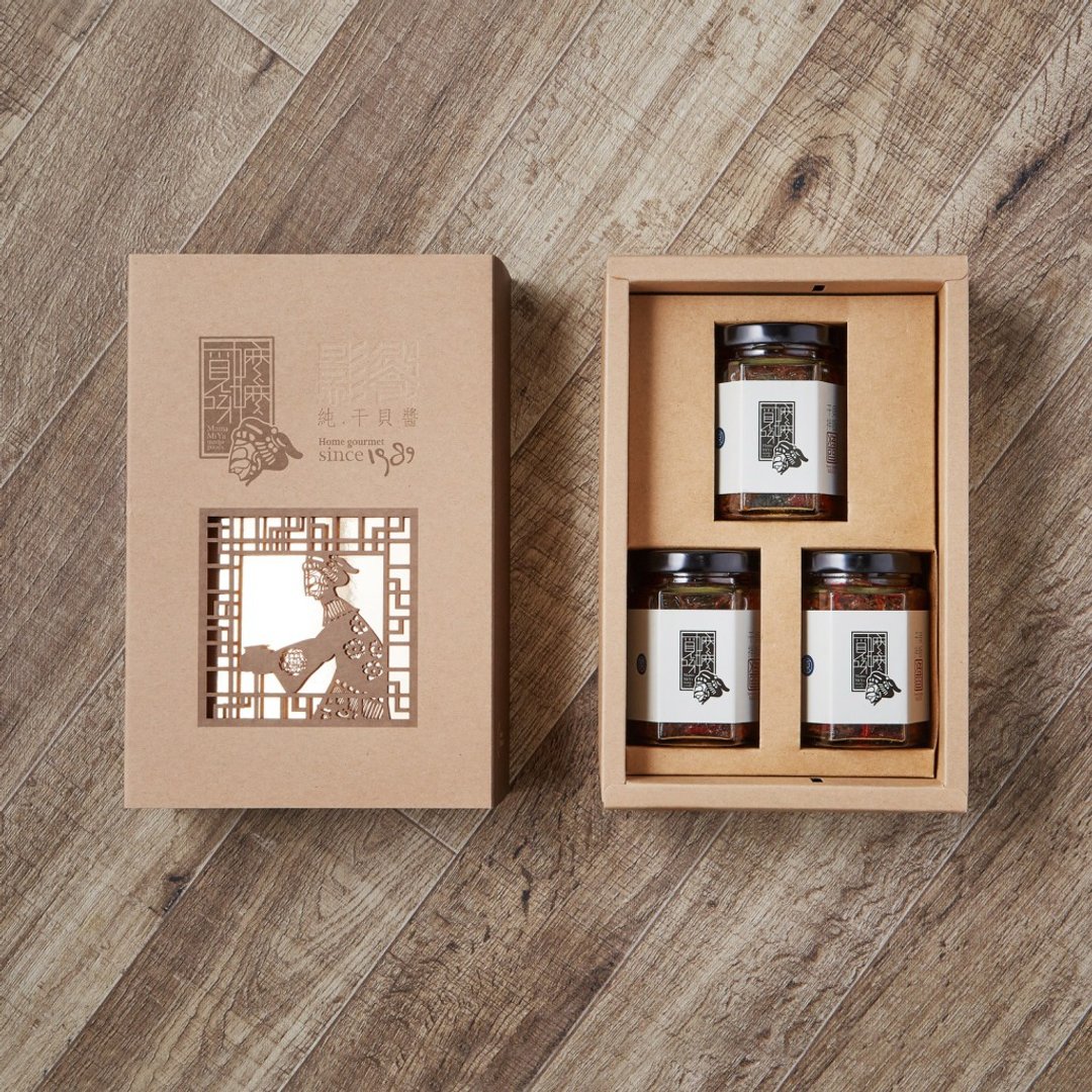 【嬷嬷觅呀】纯干贝拌酱 - 影飨礼盒 (170克三入) - 酱料/调味料 - 新鲜食材 红色
