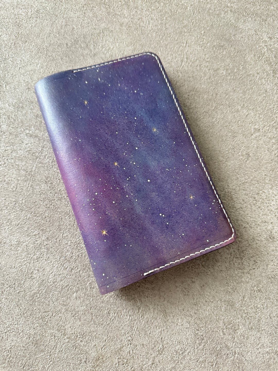 【福利品】手染星空 A6六孔活页笔记本 - 笔记本/手帐 - 真皮 紫色