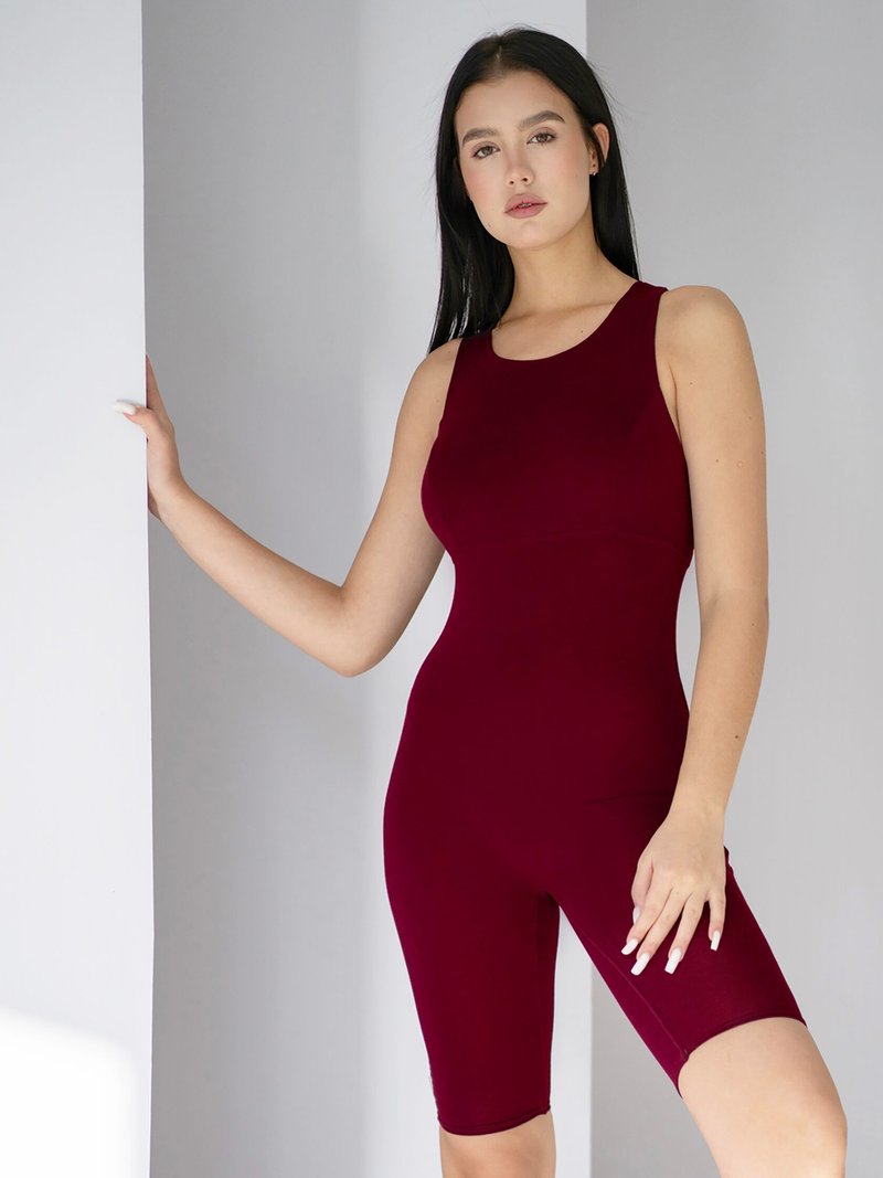 瑜珈连体衣。有机棉连身裤。健身服。瑜珈服 - 背带裤/连体裤 - 棉．麻 红色