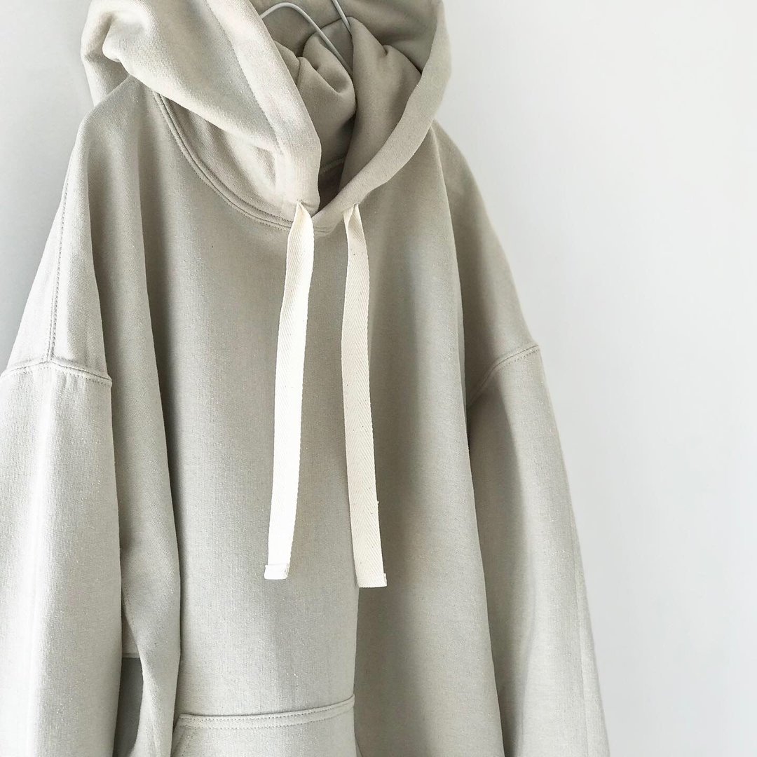 Big silhouette hoodie / sand beige / plain / unisex - 中性连帽卫衣/T 恤 - 棉 卡其色