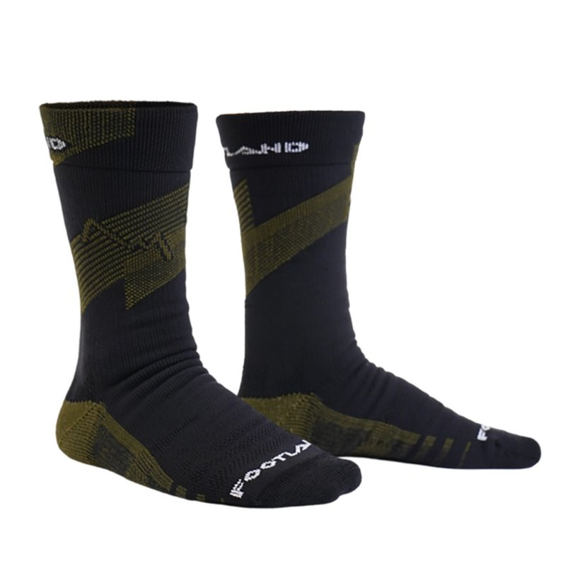 【FOOTLAND】HK山行者厚底长筒羊毛登山袜 黑绿 - 露营用品 - 羊毛 多色