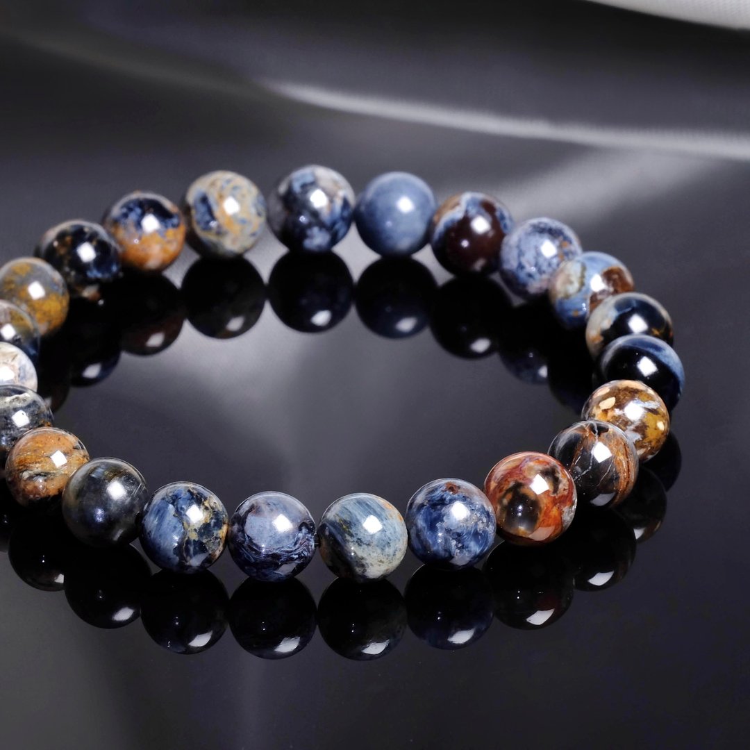 #228 一图一物/8.5mm 纳米比亚彼得石水晶手链 事业运 财运 - 手链/手环 - 水晶 蓝色