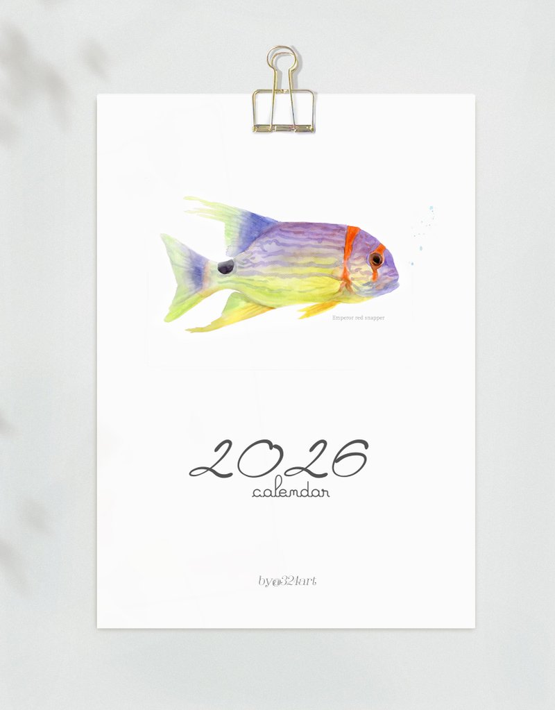 2026年历 海洋魚主题挂历 日历 月历 水族舘裝飾 新年礼物 挂畫 - 海报/装饰画/版画 - 纸 