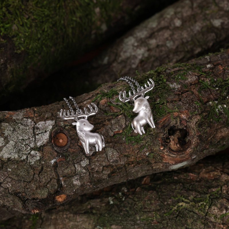 森灵动力立体版 圣诞麋鹿 925纯银项链 情侣对链 - 项链 - 纯银 银色