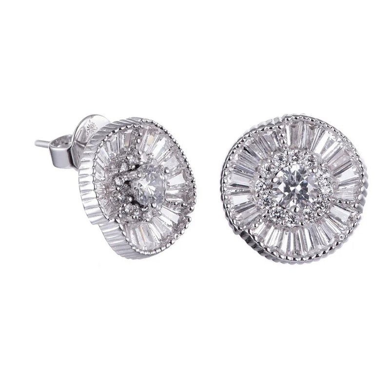 波浪花蕊镶钻耳环 - 耳环/耳夹 - 铜/黄铜 金色