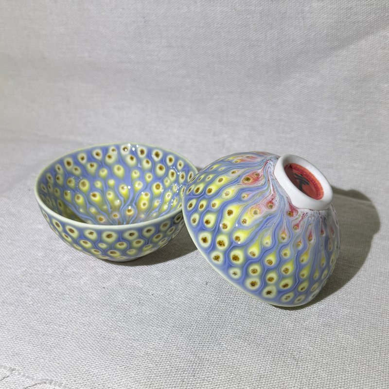 孔雀开屏 品茗对杯 80ml 邱毓宁 莺歌烧 A2-02 - 茶具/茶杯 - 瓷 多色
