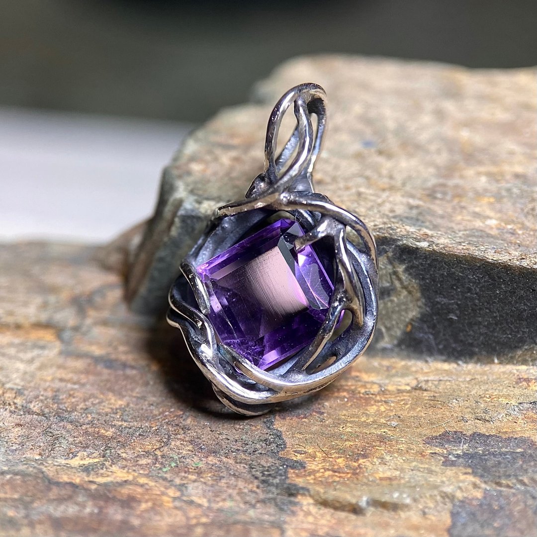 天然矿石 / 黛华  / 紫水晶 / 净体 / 纯银饰品 - 项链 - 水晶 紫色