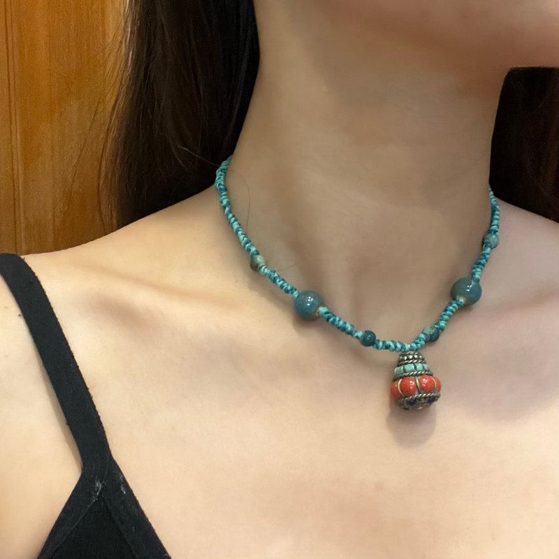 SISIRE | 老琉璃颈链 蜡线编织颈链 蜡线编织项链 蜡线编织 - 项链 - 琉璃 