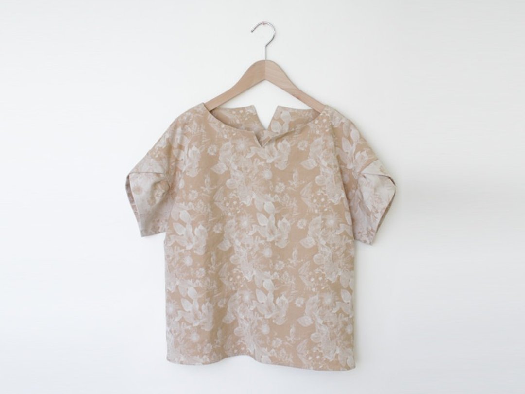 Plant handle jacquard tops - beige - 女装上衣 - 棉 白色