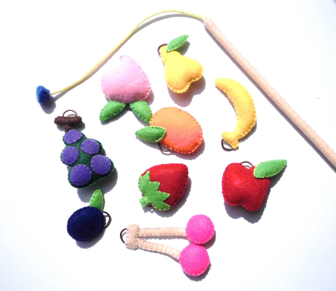 Felt Fruit Fishing Set Educational Toy Goods Cute - 玩具/玩偶 - 羊毛 多色